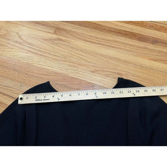 Ann Taylor Women's Dress Fit &Flare Stretch Work V-Neck Pleated Hem L Black - Picture 7 of 7